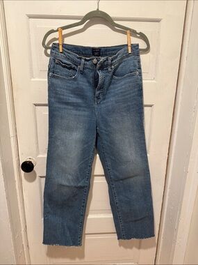 J. Crew High-Rise Straight Crop Jeans in Blue Denim